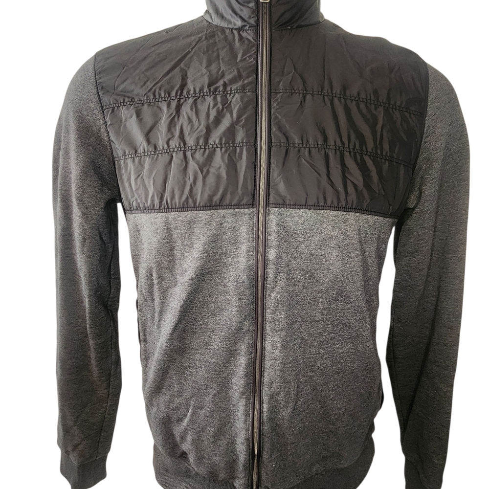 HUGO BOSS PIZZOLI 38/MEDIUM MAN GRAY BLACK JACKET BOMBER FLIGHT